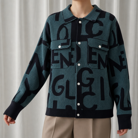 Patterned Knit Jacket with Structured Silhouette