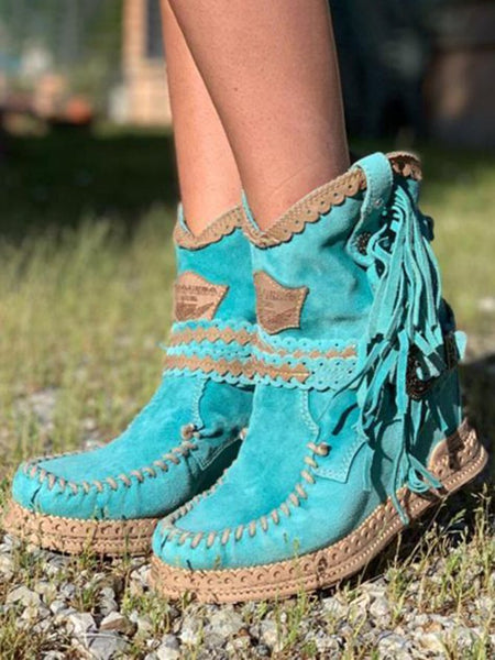 Women's Fringe Boho Western Ankle Boots