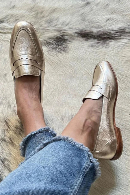 Soft Metallic Slip-On Loafers for Women