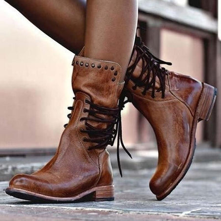 Women's Leather Look Side Zip Ankle Booties