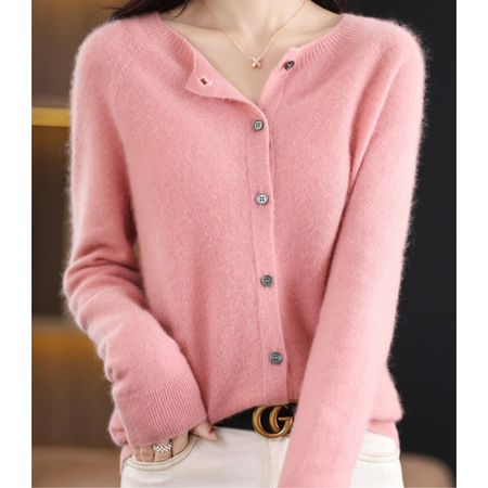 Women's Soft Knit Button Front Crew Neck Cardigan
