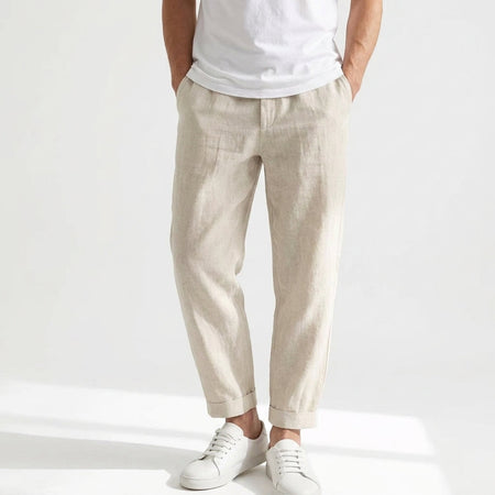 Men's Relaxed Linen Trousers With Drawstring Waist