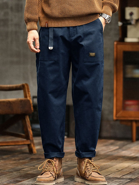 Relaxed Fit Cotton Cargo Trousers for Men