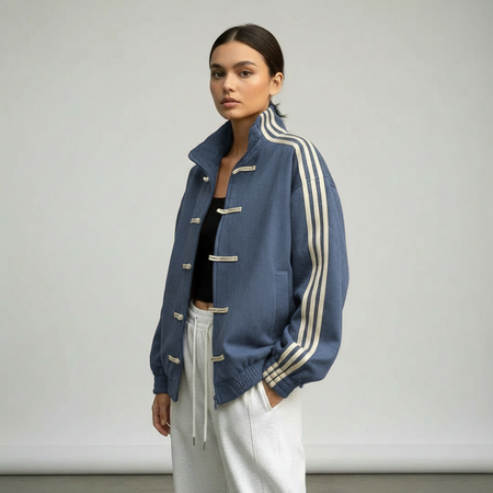 Women's Retro Contrast Stripe Track Jacket