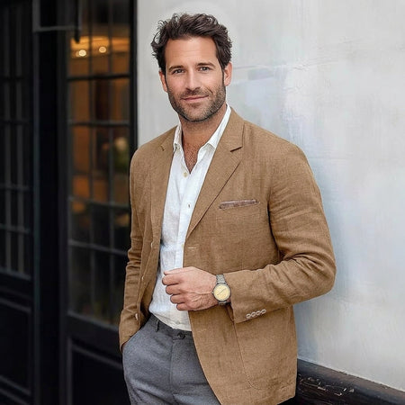 Relaxed Unstructured Linen-Blend Summer Blazer