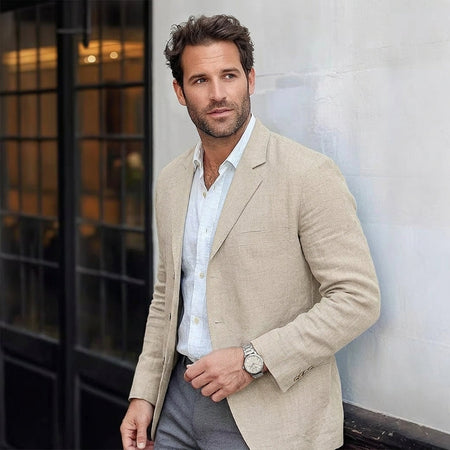 Relaxed Unstructured Linen-Blend Summer Blazer