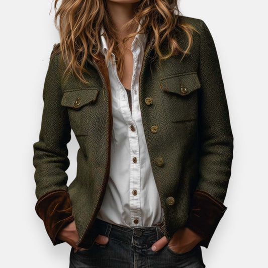 Women's Herringbone Tweed Tailored Jacket