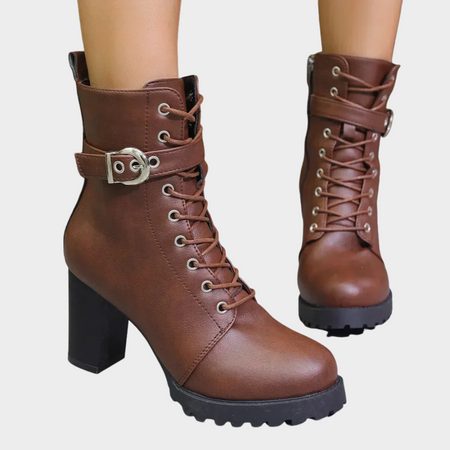 Women's Sculpted Flared Heel Ankle Boots