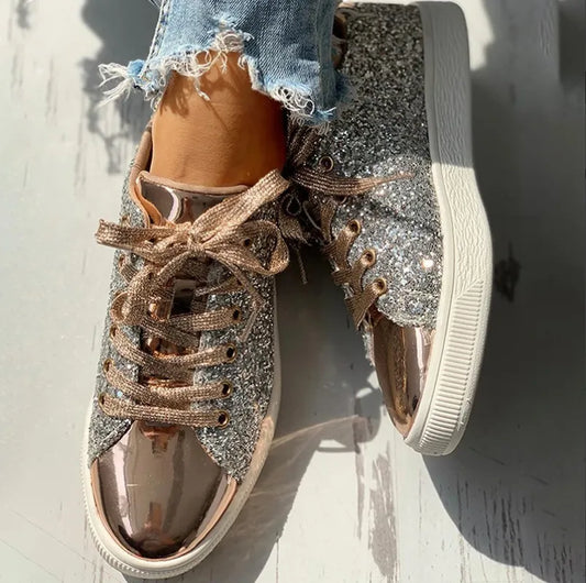 Women's Sparkly Glitter Finish Casual Shoes