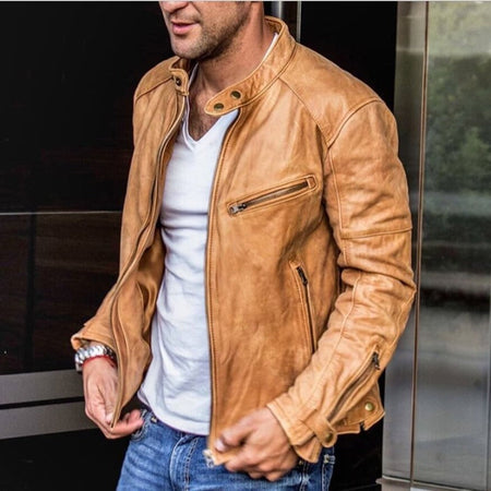 Men's Classic Leather Biker Jacket