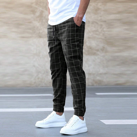 Checked Slim Fit Joggers for Men