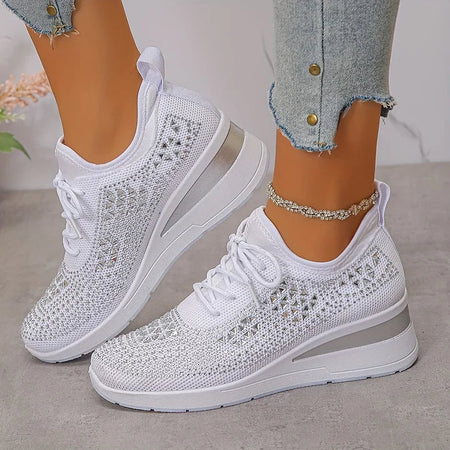 Women's Rhinestone Mesh Orthopaedic Trainers