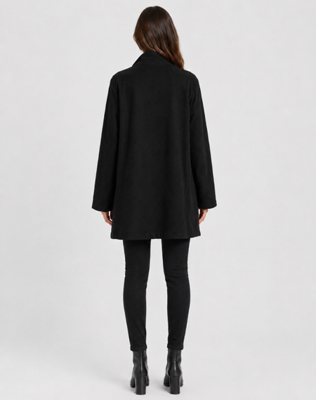 Tailored Knee-Length Wool-Blend Office Coat for Women