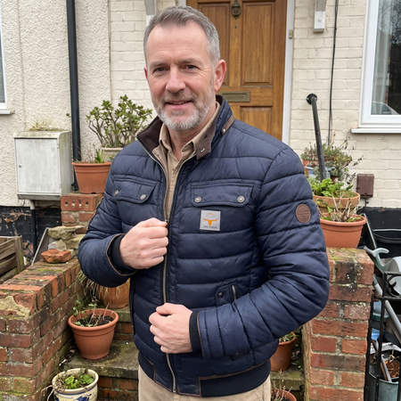 Men's Quilted Jacket with Contrast Stand Collar