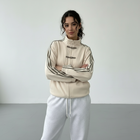 Women's Retro Contrast Stripe Track Jacket