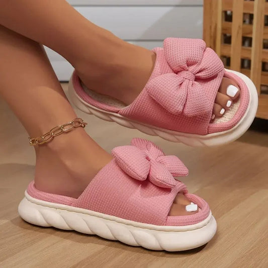 Women's Cushioned Bow Detail Slide Sandals