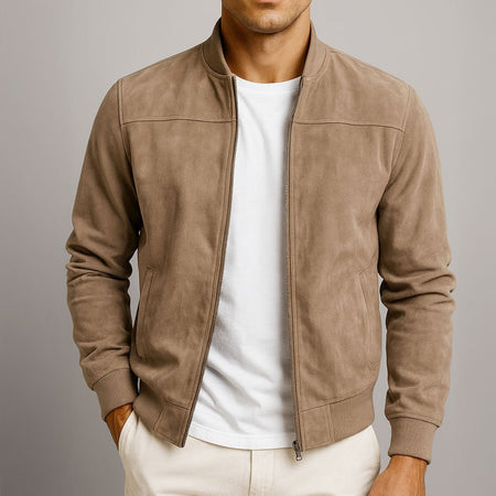 Tailored Suede Bomber Jacket for Men