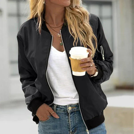 Women's Classic Zip Front Bomber Jacket