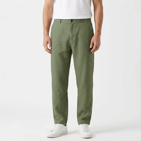 Men's Relaxed Linen Trousers With Drawstring Waist
