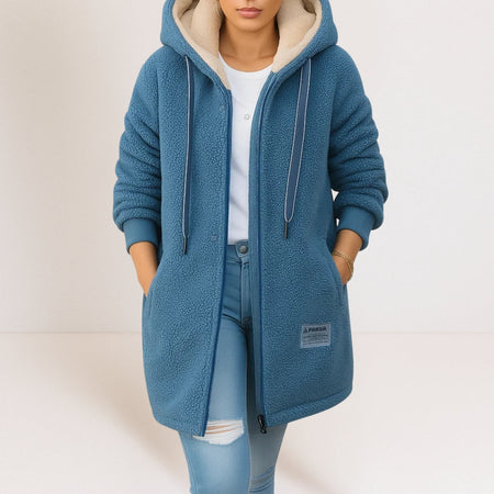 Women's Longline Hooded Sherpa Fleece Jacket