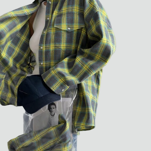 Relaxed Oversized Plaid Flannel Shirt for Autumn