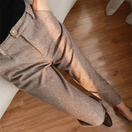 Men's Tailored Herringbone Wool-Look Trousers
