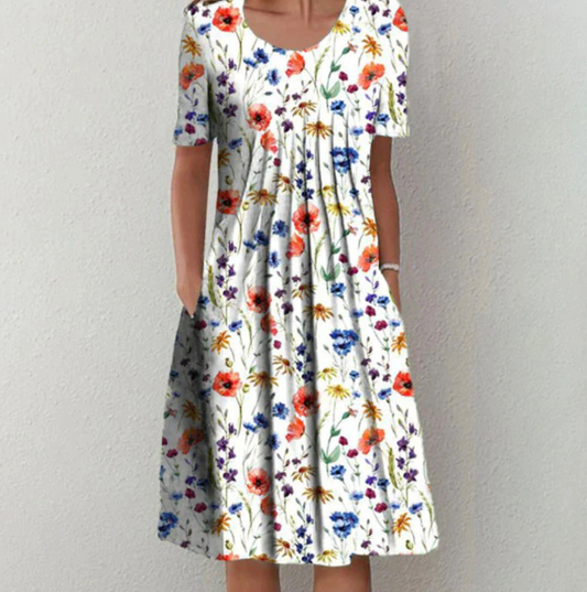 Patterned Midi Summer Dress for Women