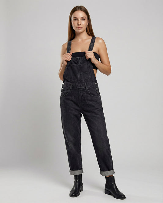 Women's Denim Dungarees with Cross-Back Straps