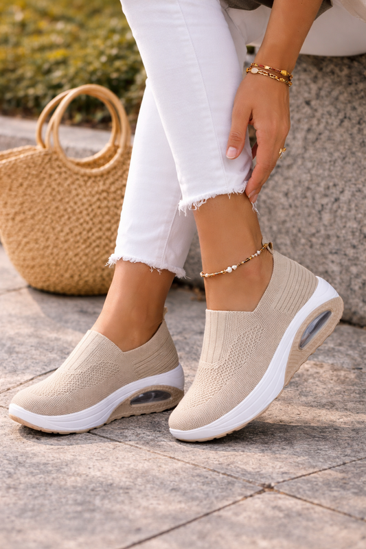 Women's Platform Knit Slip-On Walking Trainers