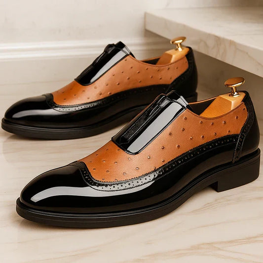 Men's Textured Faux Leather Oxford Dress Shoes