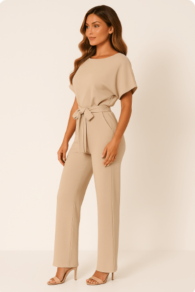 Elegant Women's Belted Jumpsuit