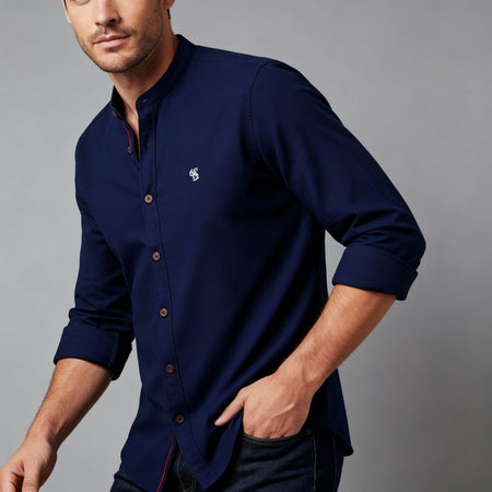 Men's Cotton Folk Shirt with Button Placket