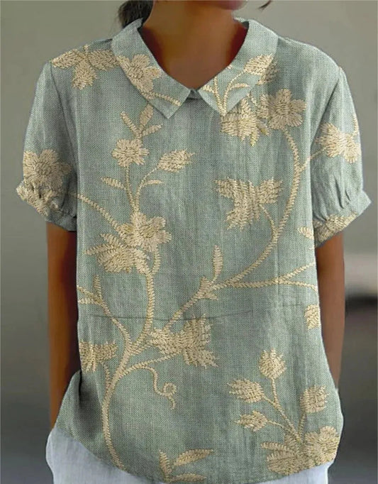 Vintage Floral Blouse for Casual Wear