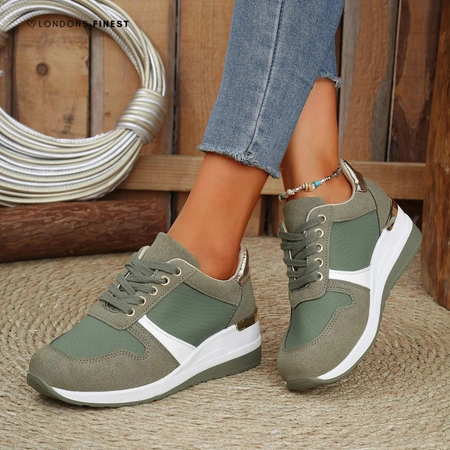 Women's Hidden Wedge Lace-Up Platform Trainers