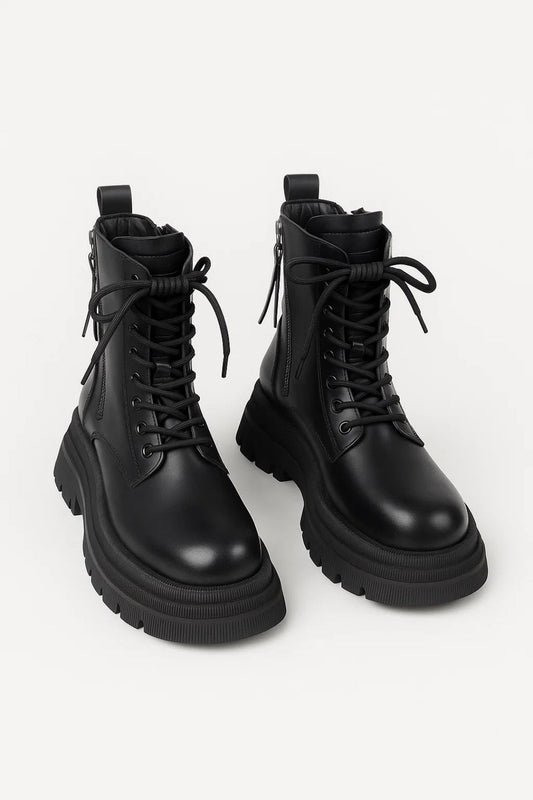 Women's Lace Up Chunky Platform Ankle Boots