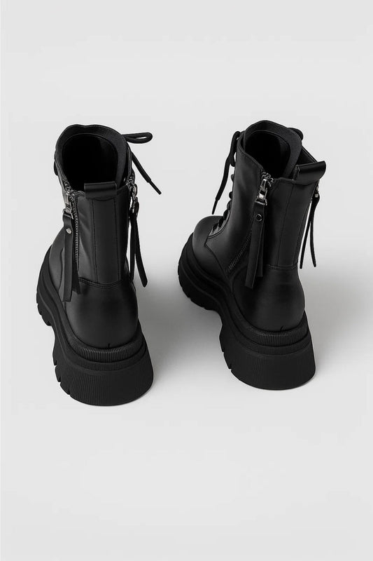 Women's Lace Up Chunky Platform Ankle Boots