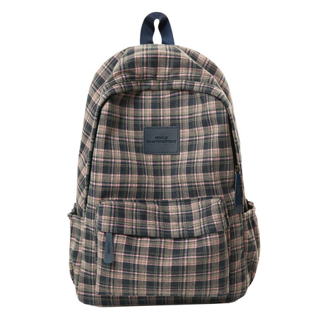 Plaid Check Casual School Backpack