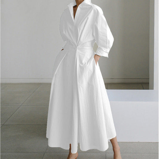 Women's Collared Front Wrap Maxi Dress