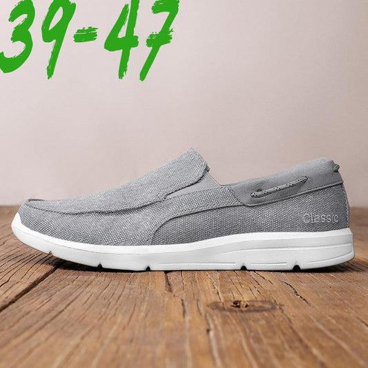 Men's Canvas Slip-On Shoes with Elastic Side Inserts
