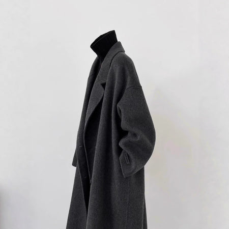 Women's Oversized Wool Blend Coat with Wide Lapels