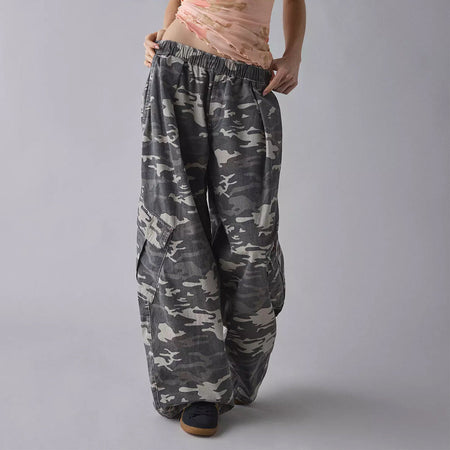 Women's Extra Wide Cargo Trousers with Flap Pockets