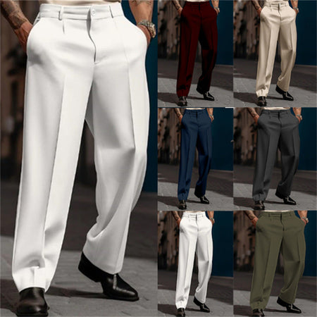 High Waisted Wide Leg Tailored Trousers for Men