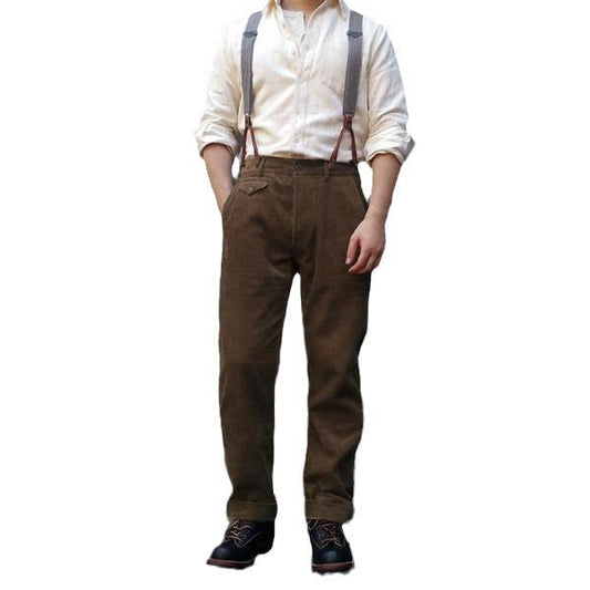 Classic Pleated Men's Trousers with Adjustable Braces