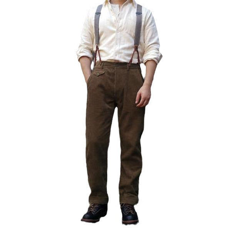 Classic Pleated Men's Trousers with Adjustable Braces