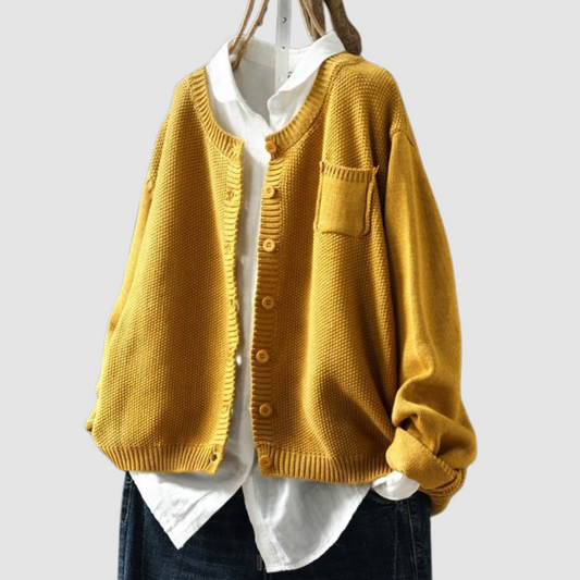 Relaxed Fit Knit Cardigan With Chest Pocket