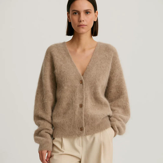 Oversized Knit Cardigan Featuring Button Placket