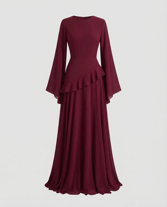 Women's Bell Sleeve Tiered Maxi Dress