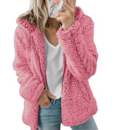 Women's Teddy Fleece Zip Coat with Pockets