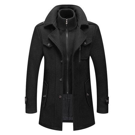 Men's Wool Blend Winter Coat with High Collar