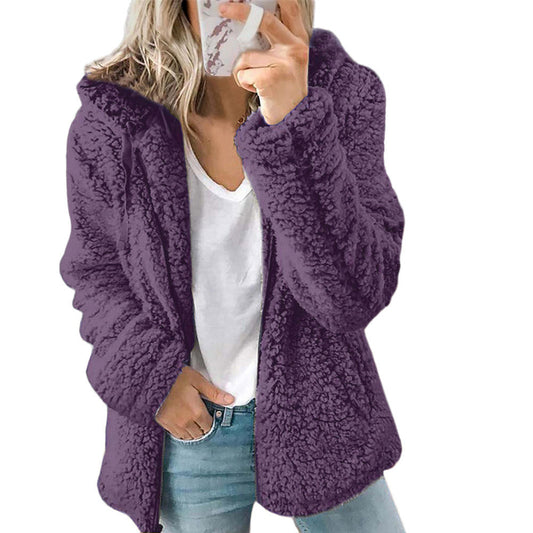 Women's Teddy Fleece Zip Coat with Pockets